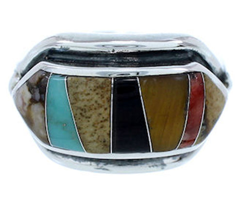 Multicolor Inlay Jewelry Sterling Silver Ring Size 5-3/4 YS72518
